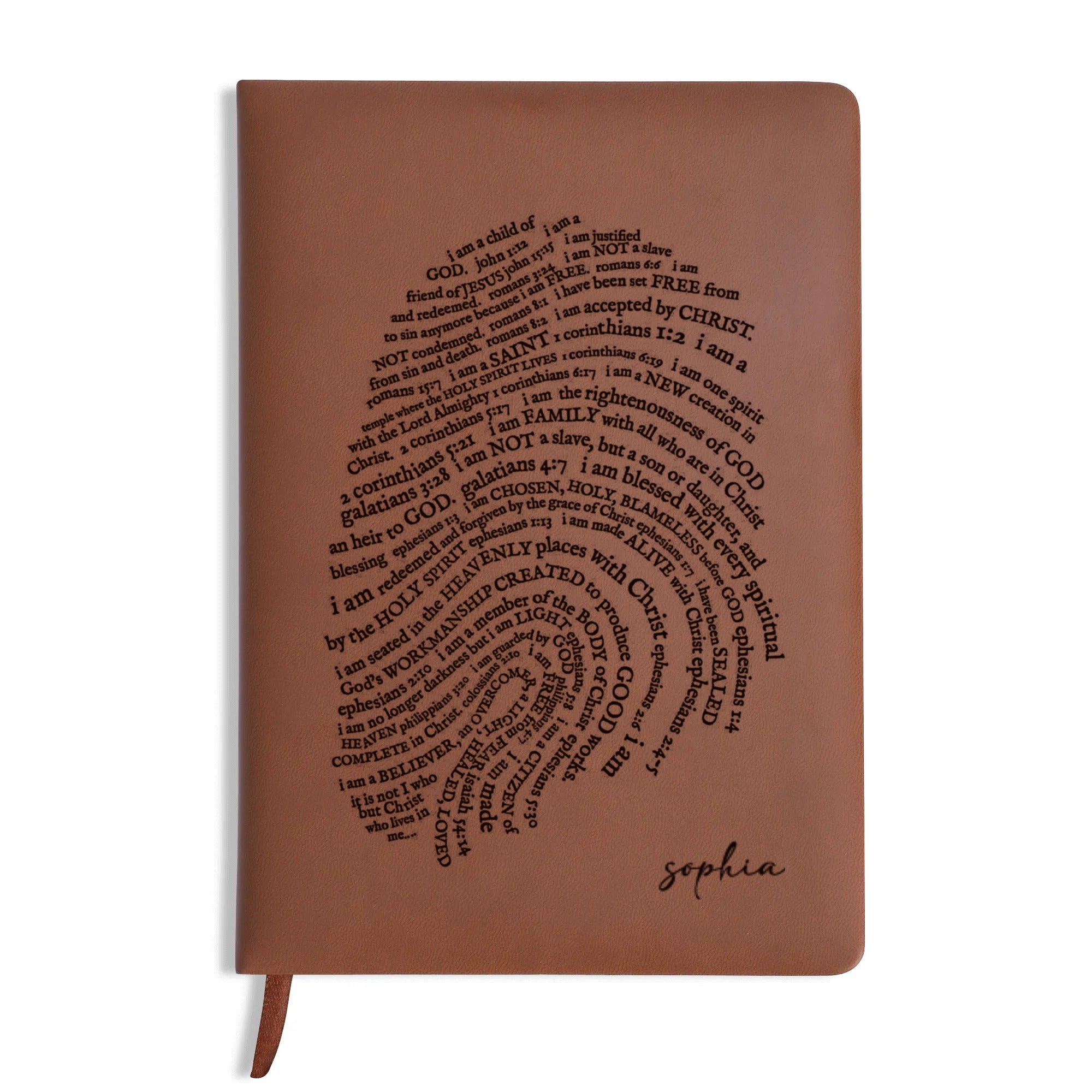 Personalized Christian Journal with Inspirational Scripture Fingerprint Design, Custom Name Prayer Notebook, Religious Gift, First Communion Gifts, Birthday. NBLAF07